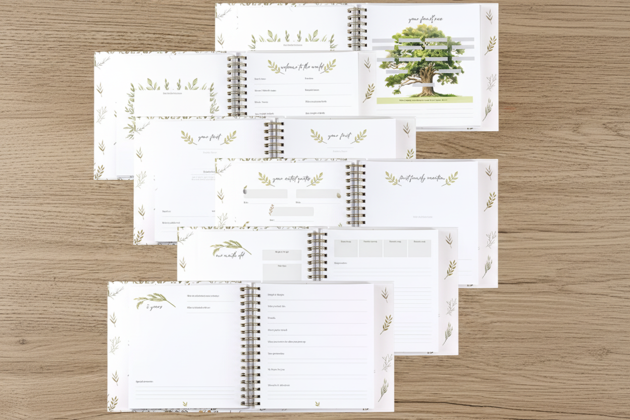 Memory Book Interior Pages - Wood Background
