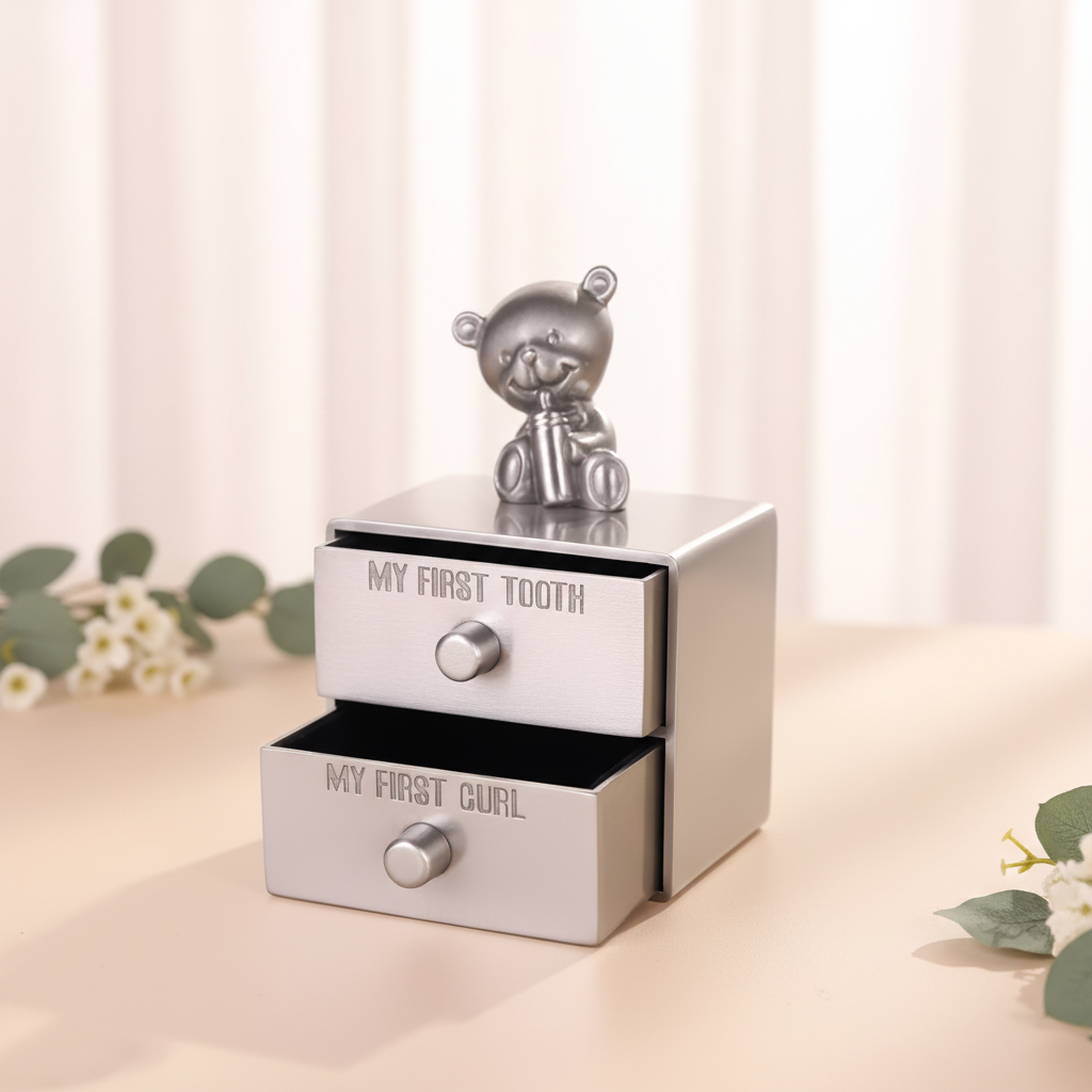 Silver tooth and curl keepsake box
